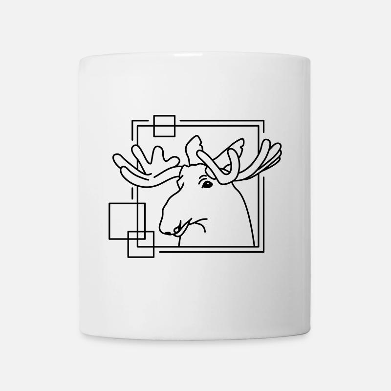 Elch in geometrischer Form - Line-Art-Design - Tasse - Weiß