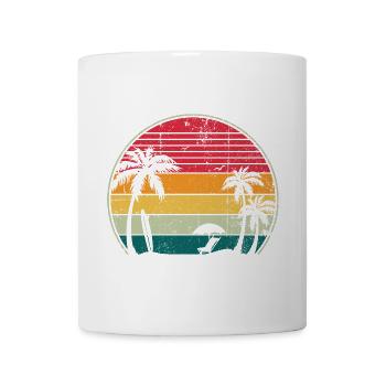 Cercle de palmiers rétro coucher de soleil - Mug blanc - blanc - Devant
