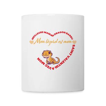 Mon lézard Valentin et son cœur - Mug blanc - blanc - Devant