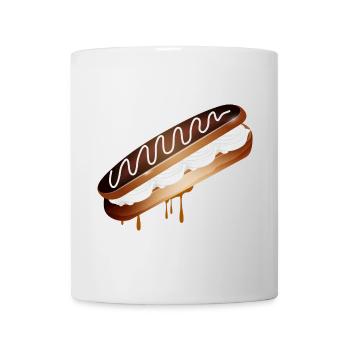 Illustration eines gefüllten Eclairs mit Sahne - Tasse - Weiß - Vorne