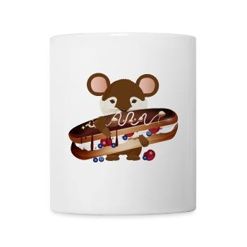 putzige Maus mit leckeren Schokolade Eclair - Tasse - Weiß - Vorne