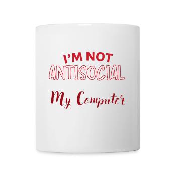 Pas antisocial : je préfère mon ordinateur - Mug blanc - blanc - Devant