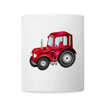 roter 3D Traktor für Trecker und Bauernhof Fans - Tasse - Weiß - Vorne