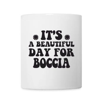 Bocciaspieler Bekleidung mit Boccia Kugeln Boccia - Tasse - Weiß - Vorne