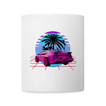 Retro Wave Sport Car Vaporwave Sunset - Mug - white - Front