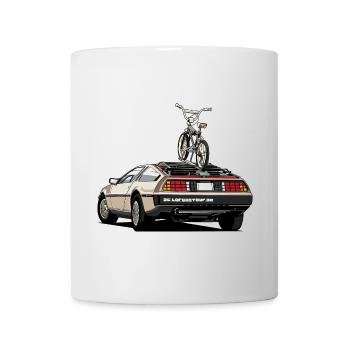 Delorean with old school 80s BMX on the rear - Mug - white - Front
