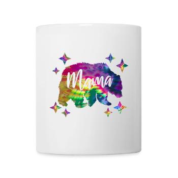 Mamabär Bärin Bunt Tie Dye Batik - Tasse - Weiß - Vorne