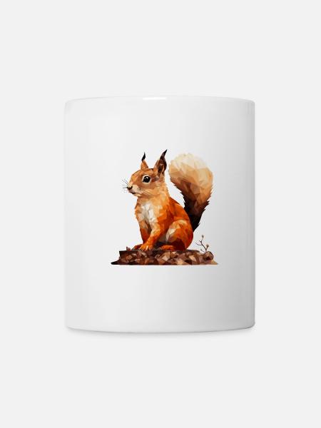 Eichhörnchen im Polygon Stil - Tasse - Weiß