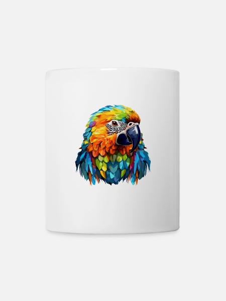 Papagei im Polygon Design - Tasse - Weiß