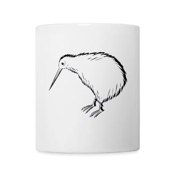 Kiwi Vogel Illustration in Schwarzweiß - Tasse - Weiß - Vorne