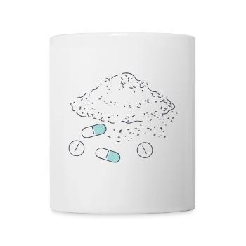 Nahrungsergänzungsmittel Pillen Pulver Tabletten - Tasse - Weiß - Vorne