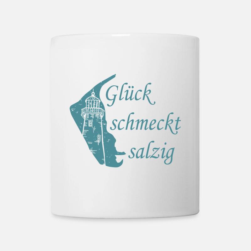 Glück schmeckt salzig – Amrum Nordsee Insel Design - Tasse - Weiß