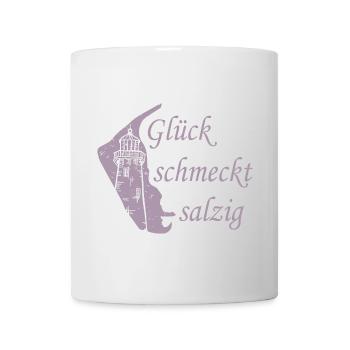 Glück schmeckt salzig – Amrum Nordsee Insel Design - Tasse - Weiß - Vorne