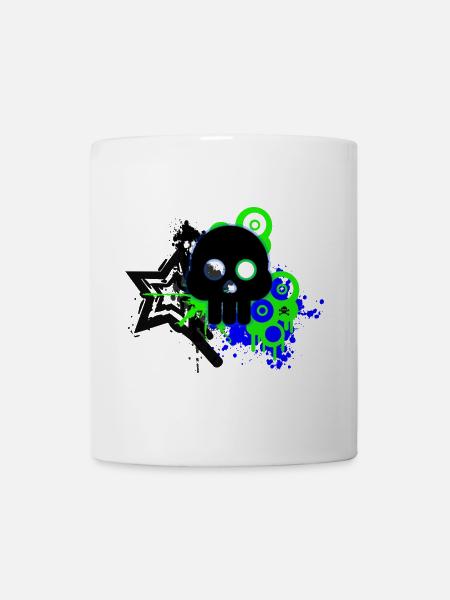 Neon Schädel Spritzer - Tasse - Weiß
