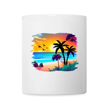 Summer Sunset Beach Watercolor - Mug - white - Front
