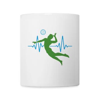 ECG de volleyball battement de cœur | Couleurs changeantes - Mug blanc - blanc - Devant