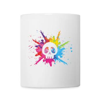 White skull and multicolored explosion - Mug - white - Front