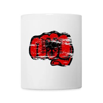 Drapeau de l’Albanie poing utilisé - Mug blanc - blanc - Devant