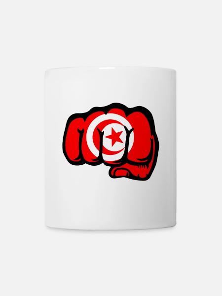 Drapeau de la Tunisie Main Poing - Mug blanc - blanc