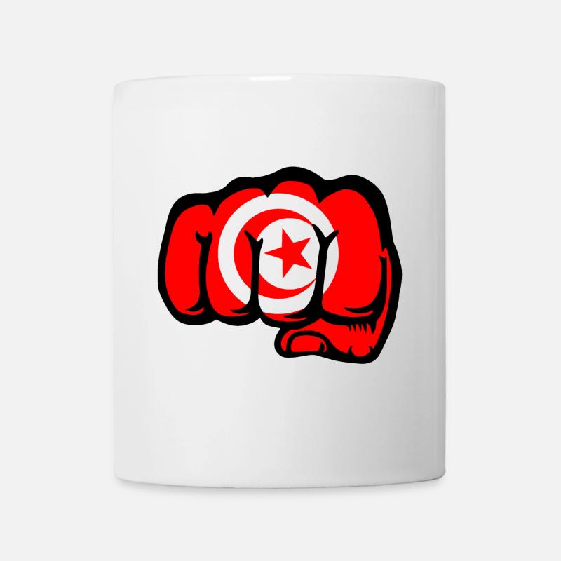 Drapeau de la Tunisie Main Poing - Mug blanc - blanc