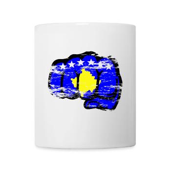 Poing de la main du drapeau du Kosovo utilisé - Mug blanc - blanc - Devant