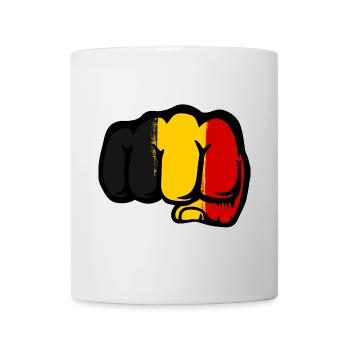 Drapeau de la Belgique Main Poing - Mug blanc - blanc - Devant