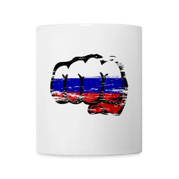 Russland Flagge Hand Faust used - Tasse - Weiß - Vorne