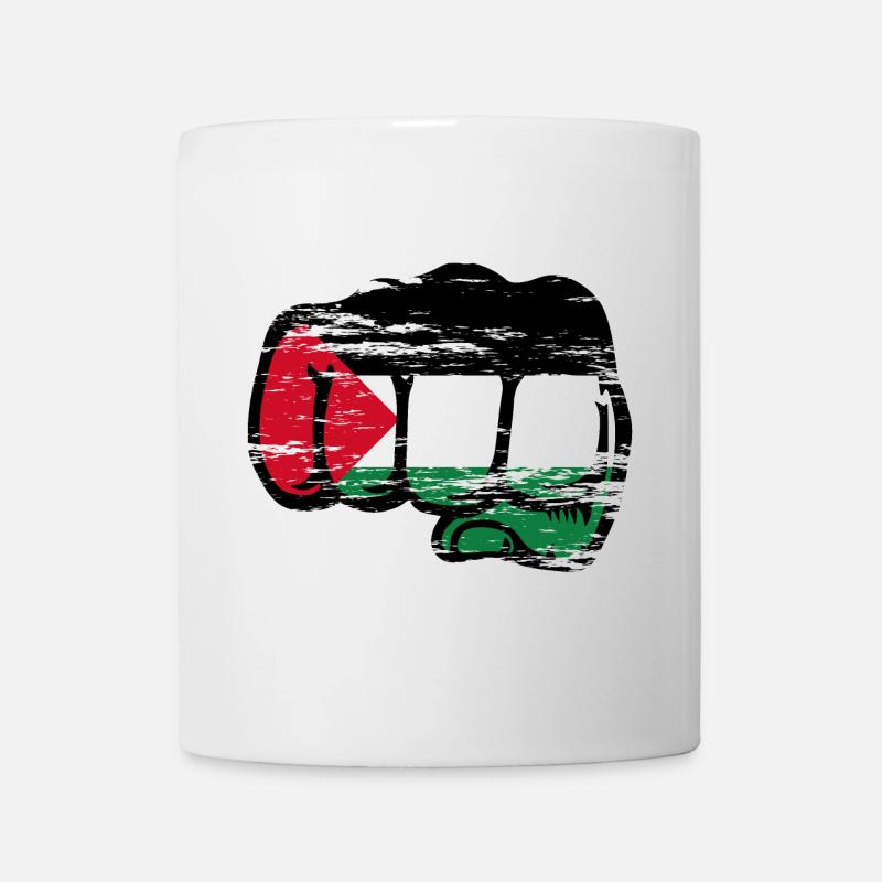 Drapeau de la Palestine poing à la main utilisé - Mug blanc - blanc