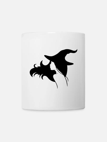 Hexe mit offenen Haaren und einem Hut - Tasse - Weiß