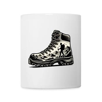 Dessin Randonneur Chaussure randonnée Montagne - Mug blanc - blanc - Devant