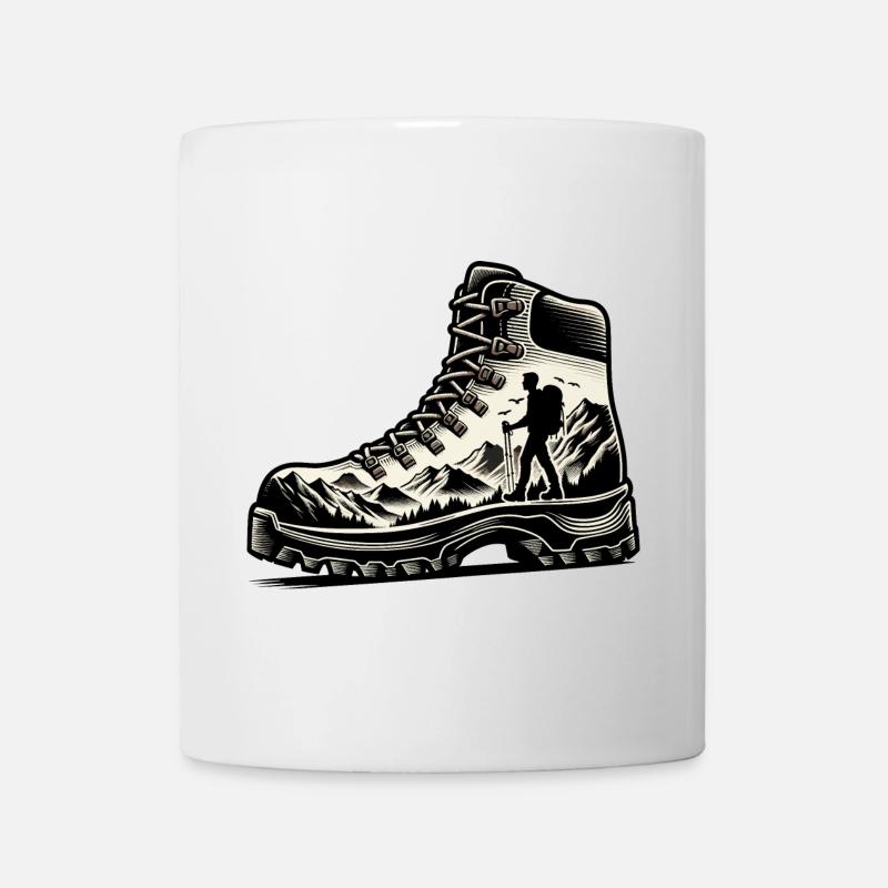 Dessin Randonneur Chaussure randonnée Montagne - Mug blanc - blanc