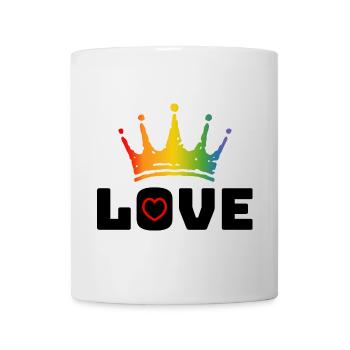 Amour Coeur rouge Couronne arc-en-ciel noir - Mug blanc - blanc - Devant