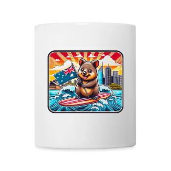 Design de surf australien Quokka - Mug blanc - blanc - Devant