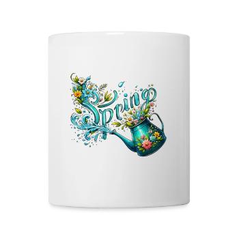 L’arrosage printanier peut lui permettre de faire pousser des fleurs printanières - Mug blanc - blanc - Devant