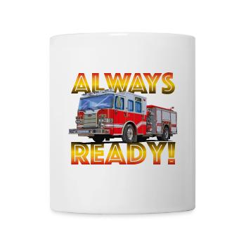 Allzeit bereit, die Feuerwehr hilft überall - Tasse - Weiß - Vorne