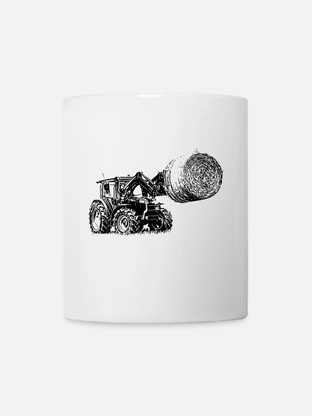 Traktor MFF 4700 M mit Strohballen - Tasse - Weiß