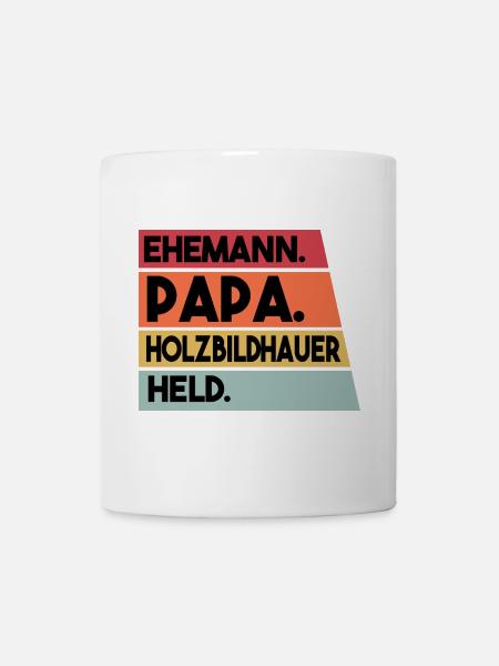 Ehemann Papa Holzbildhauer Held - Tasse - Weiß