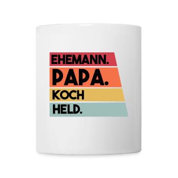 Ehemann Papa Koch Held - Tasse - Weiß - Vorne