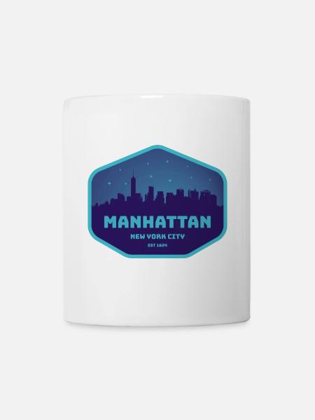 Manhattan Skyline Badge Blau Turquoise - Tasse - Weiß