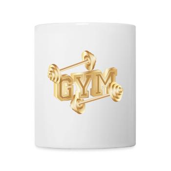 goldfarbene Hantel Typografie für Gym-Begeisterte - Tasse - Weiß - Vorne