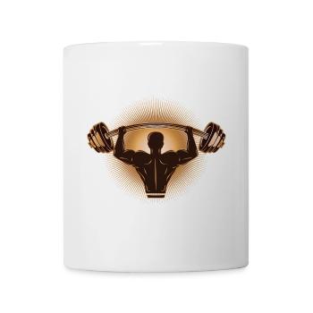 Haltère à la main - bodybuilder avec poids - Mug blanc - blanc - Devant