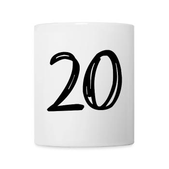 20. 20 ANS. 20e ANNIVERSAIRE. ANNIVERSAIRE 20 ANS. - Mug blanc - blanc - Devant
