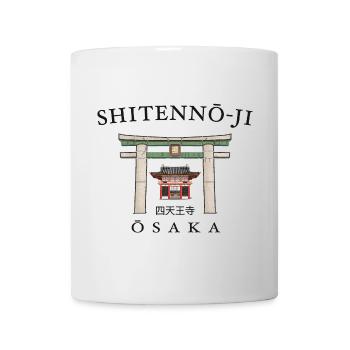 Shitenno-ji in Osaka, Japan Temple Hand Drawing - Mug - white - Front