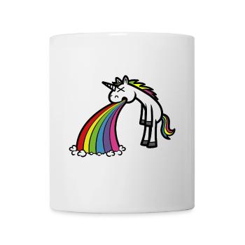 licorne drôle vomissant arc-en-ciel dessin animé - Mug blanc - blanc - Devant