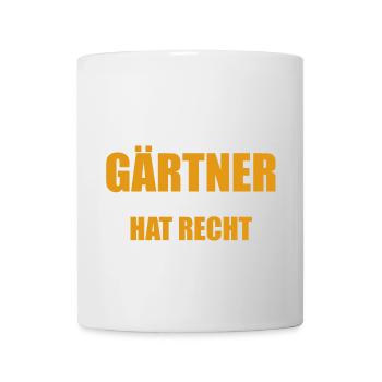 Ich bin der Gärtner - einer von uns hat Recht - Tasse - Weiß - Vorne