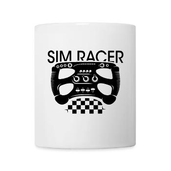 Simracer Lenkrad Zielflagge gaming Formel Racing - Tasse - Weiß - Vorne