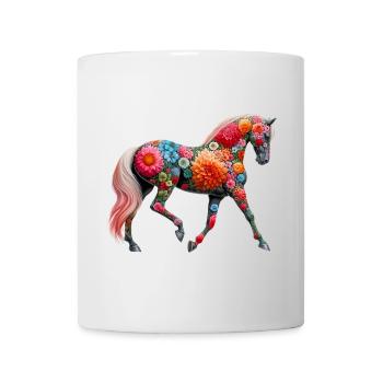Pferd mit Blumen geschmückt - Tasse - Weiß - Vorne
