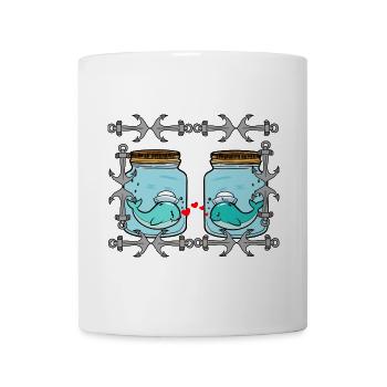 Wal Fische Vallentin Liebe Partnerschaft Herzen - Tasse - Weiß - Vorne