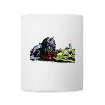 Steam locomotive on the Brocken in the Harz Mountains - Mug - white - Front