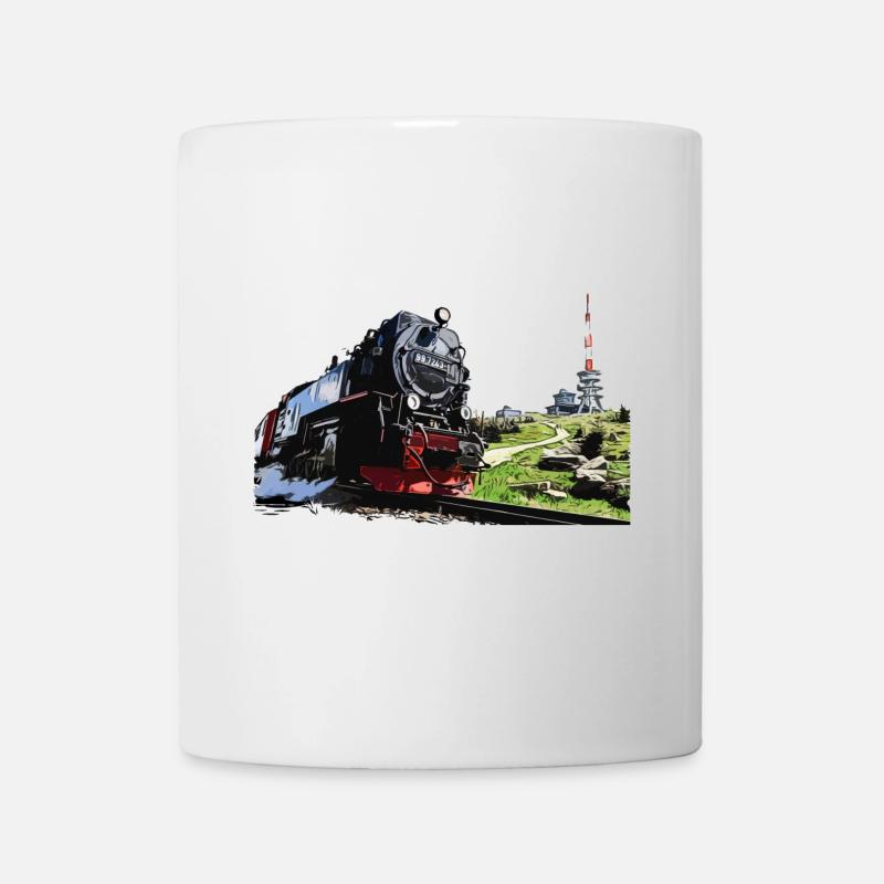 Dampflok am Brocken im Harz - Tasse - Weiß